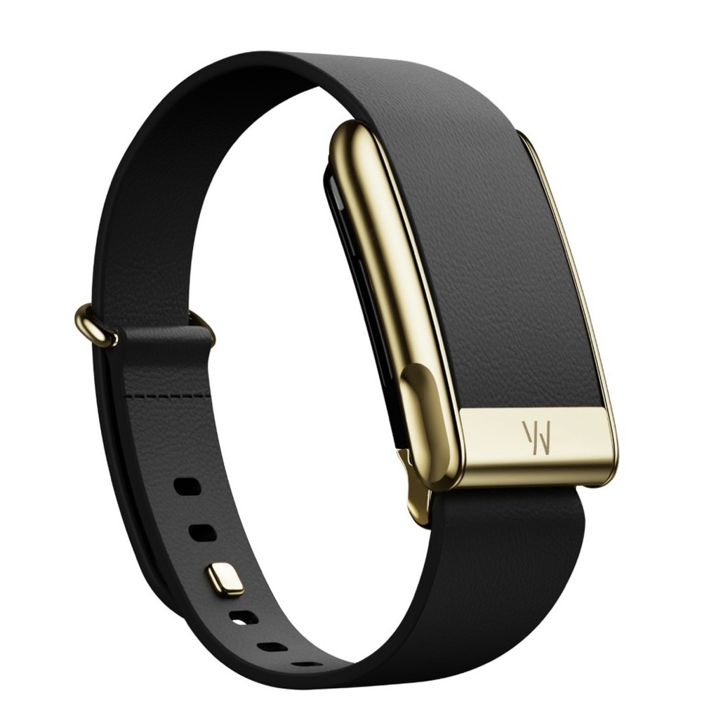 Tapered (Slim) Black Leather and Gold Trim, Hook, Link, - Whoop 5.0/mg Band